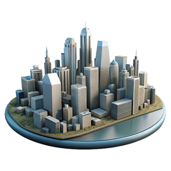 impressive artistic City Skyline Panoramic View Isolated original png