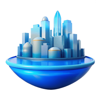 vibrant contemporary City Skyline Reflection in Water Isolated high resolution png