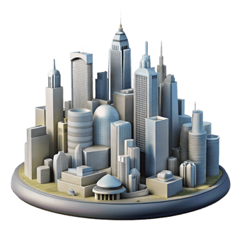 stunning creative City Skyline with Skyscrapers Isolated Element high resolution png