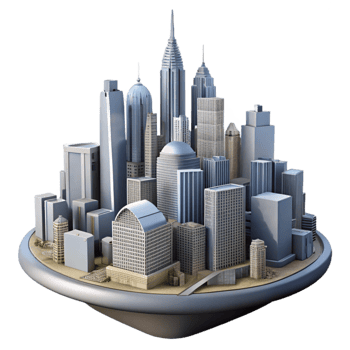 wonderful classic City Skyline with Skyscrapers Isolated Element high quality png