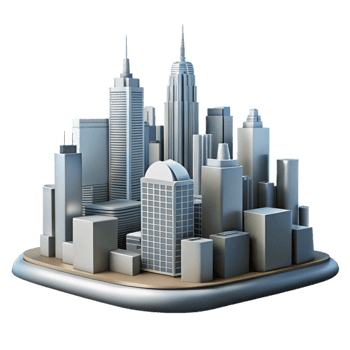 impressive rustic City Skyline with Skyscrapers Isolated Element high quality png