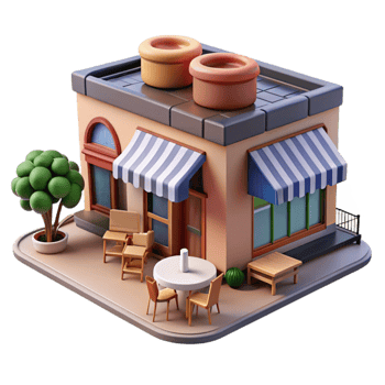 impressive contemporary City Street with Cafes and Restaurants Cutout Element high resolution png