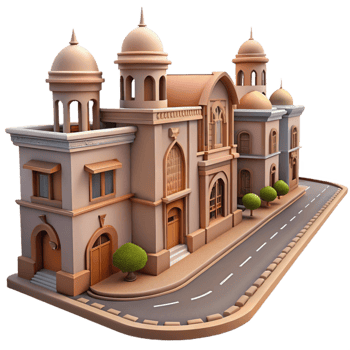 serene minimalist City Street with Historic Buildings Cutout Element premium png