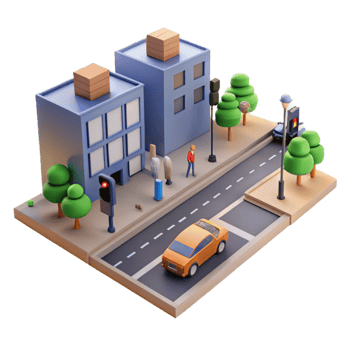 magnificent artistic City Street with Traffic Lights Isolated high quality png