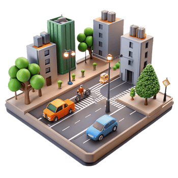 magnificent creative City Street with Traffic Lights Isolated high resolution png