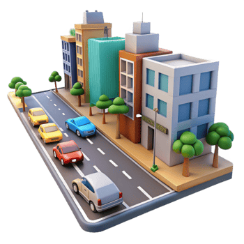 beautiful vintage City Street with Traffic Lights Isolated detailed png