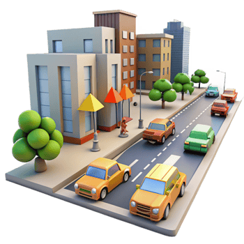 elegant abstract City Street with Traffic Lights Isolated high quality png