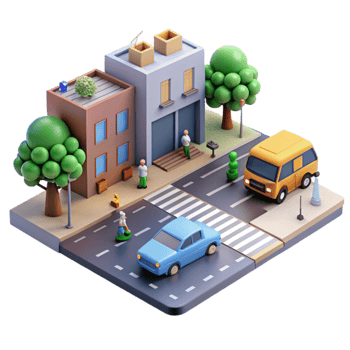 impressive contemporary City Street with Traffic Lights Isolated authentic png
