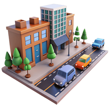 extraordinary minimalist City Street with Traffic Lights Isolated high resolution png
