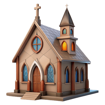 vibrant contemporary Classic Church with Stained Glass Windows Cutout png