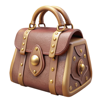 Classic Leather Handbag with Gold Hardware Cutout png