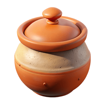 dramatic vintage Clay Pot with Lid Isolated Cutout professional png