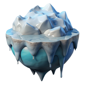 serene abstract Climate Change Melting Glacier Landscape Cutout Transparent Background high resolution png