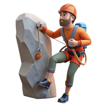 Climber Adjusting Harness on Cliff Face Transparent Element png