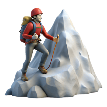 Climber Ascending Snowy Mountain Slope Isolated png