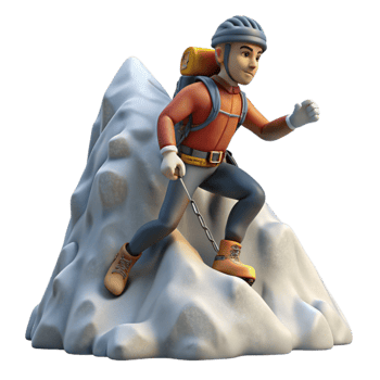 impressive classic Climber Ascending Snowy Mountain Slope Isolated exclusive png