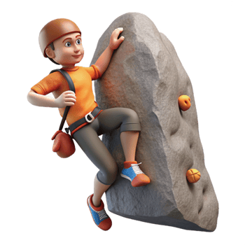 vibrant creative Climber Descending Rock Face Isolated Element detailed png
