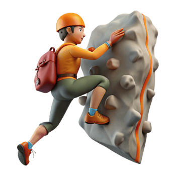 Climber Descending Rock Face Isolated Element png