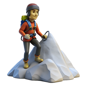 beautiful rustic Climber on Snowy Mountain Summit Isolated high resolution png