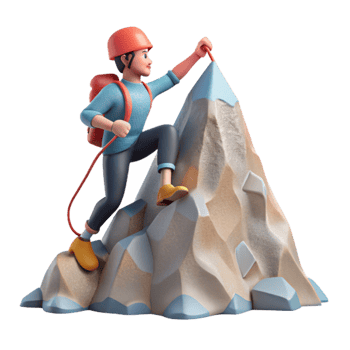 impressive creative Climber Reaching Mountain Summit Transparent Background premium png