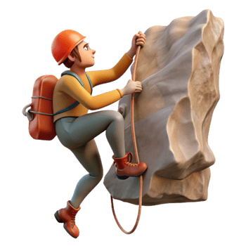 dramatic traditional Climber Repelling Down Cliff Face Isolated Element premium png