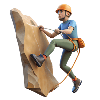 magnificent creative Climber Repelling Down Cliff Face Isolated Element premium png