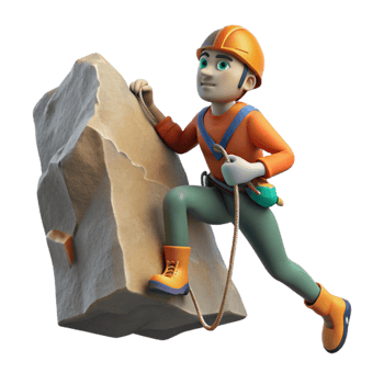 impressive artistic Climber Repelling Down Cliff Face Isolated Element premium png