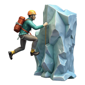 elegant abstract Climber Scaling Ice Cliff Isolated Element png