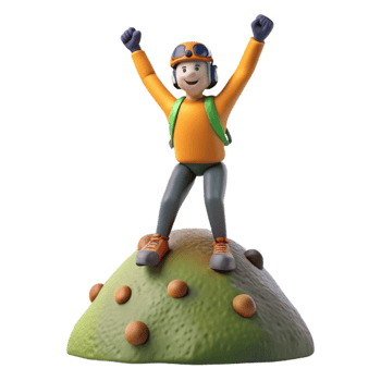 vibrant artistic Climber with Raised Arms on Summit Isolated high quality png