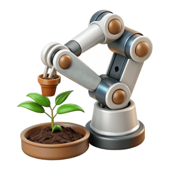 stunning traditional Close Up of Robotic Arm Planting Seeds Isolated high quality png