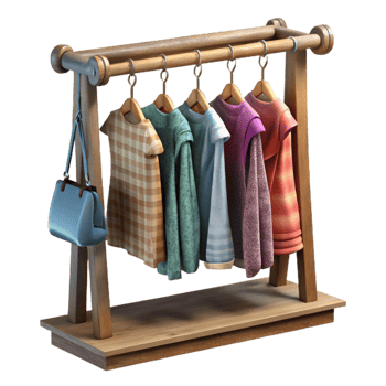dramatic artistic Clothes Rack with Hanging Garments Cutout premium png