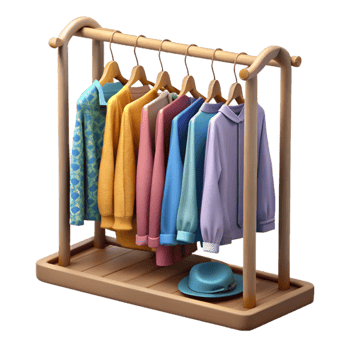 elegant contemporary Clothing Rack Filled with Garments Cutout high quality png