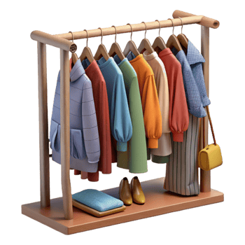 wonderful contemporary Clothing Rack Filled with Garments Cutout high resolution png