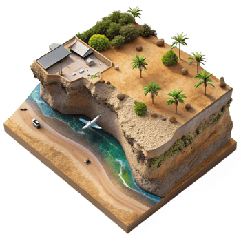 dramatic rustic Coastal Erosion Aerial Survey by Drone png