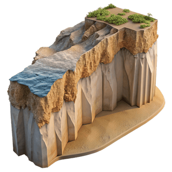 stunning minimalist Coastal Erosion Cliff Face Crumbling Cutout professional png