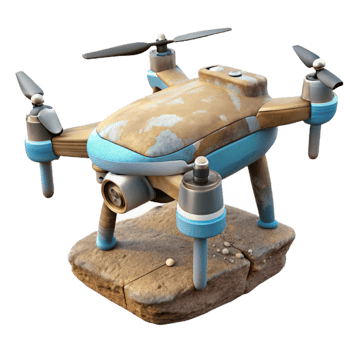 dramatic modern Coastal Erosion Monitoring Drone Isolated original png