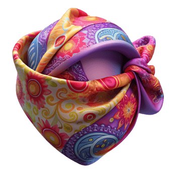 magnificent creative Colorful Bandana Paisley Print Cutout Transparent Background detailed png