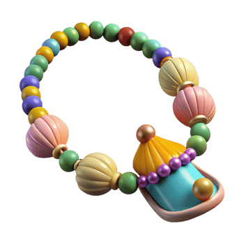 elegant traditional Colorful Beaded Anklet with Shell Accents Isolated high quality png