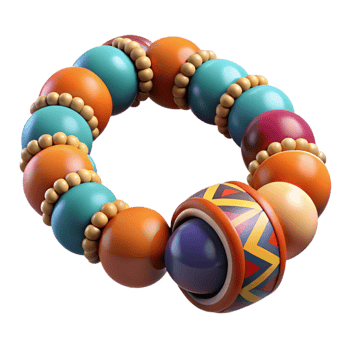 beautiful vintage Colorful Beaded Bracelet with Charms Isolated professional png