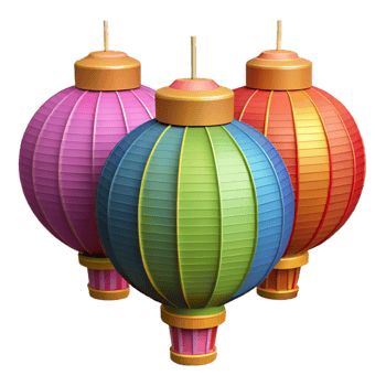 dramatic rustic Colorful Paper Lanterns Festival Decoration Cutout genuine png