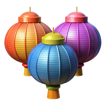 magnificent classic Colorful Paper Lanterns Festival Decoration Cutout high quality png