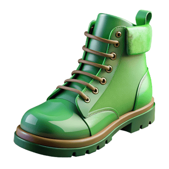 vibrant traditional Combat Boots Green Leather Side View Cutout Transparent Background genuine png