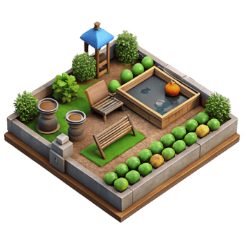 magnificent artistic Community Garden Top View Isolated Element high resolution png