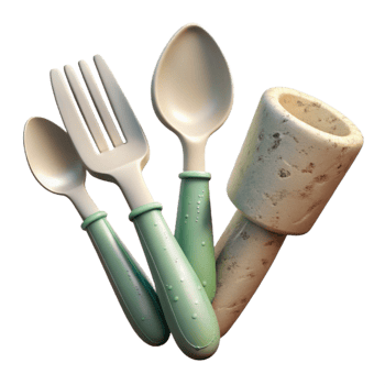 stunning rustic Compostable Cutlery Set Fork Spoon Knife Transparent Background high quality png