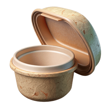 beautiful rustic Compostable Food Container Open Lid Transparent Background premium png