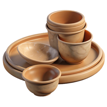 elegant contemporary Compostable Plates and Bowls Set Transparent Background high resolution png