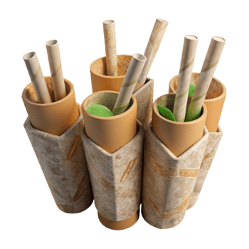 stunning minimalist Compostable Straws with Paper Wrapping Transparent original png