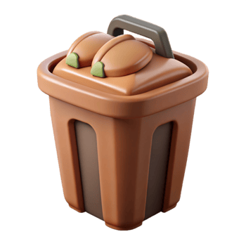 dramatic creative Compost Bin Cutout with Brown Contents Transparent Background premium png
