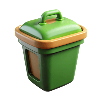extraordinary abstract Compost Bin with Green Lid Transparent Background Isolated detailed png