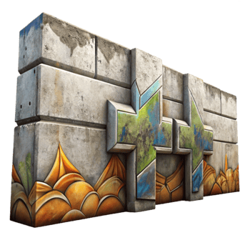 beautiful artistic Concrete Wall Graffiti Art Transparent Background high quality png